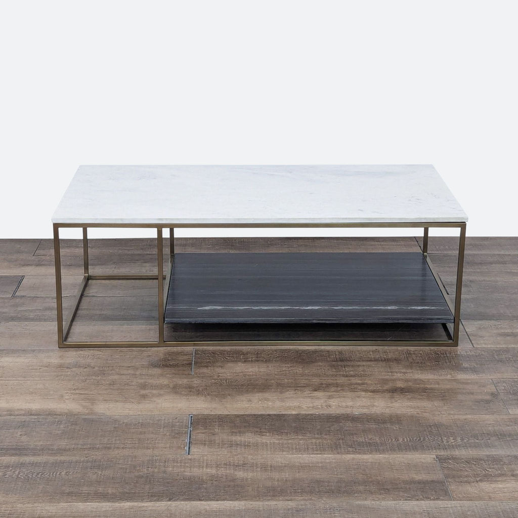 CB2  2 Tone Gray and White Marble Coffee Table