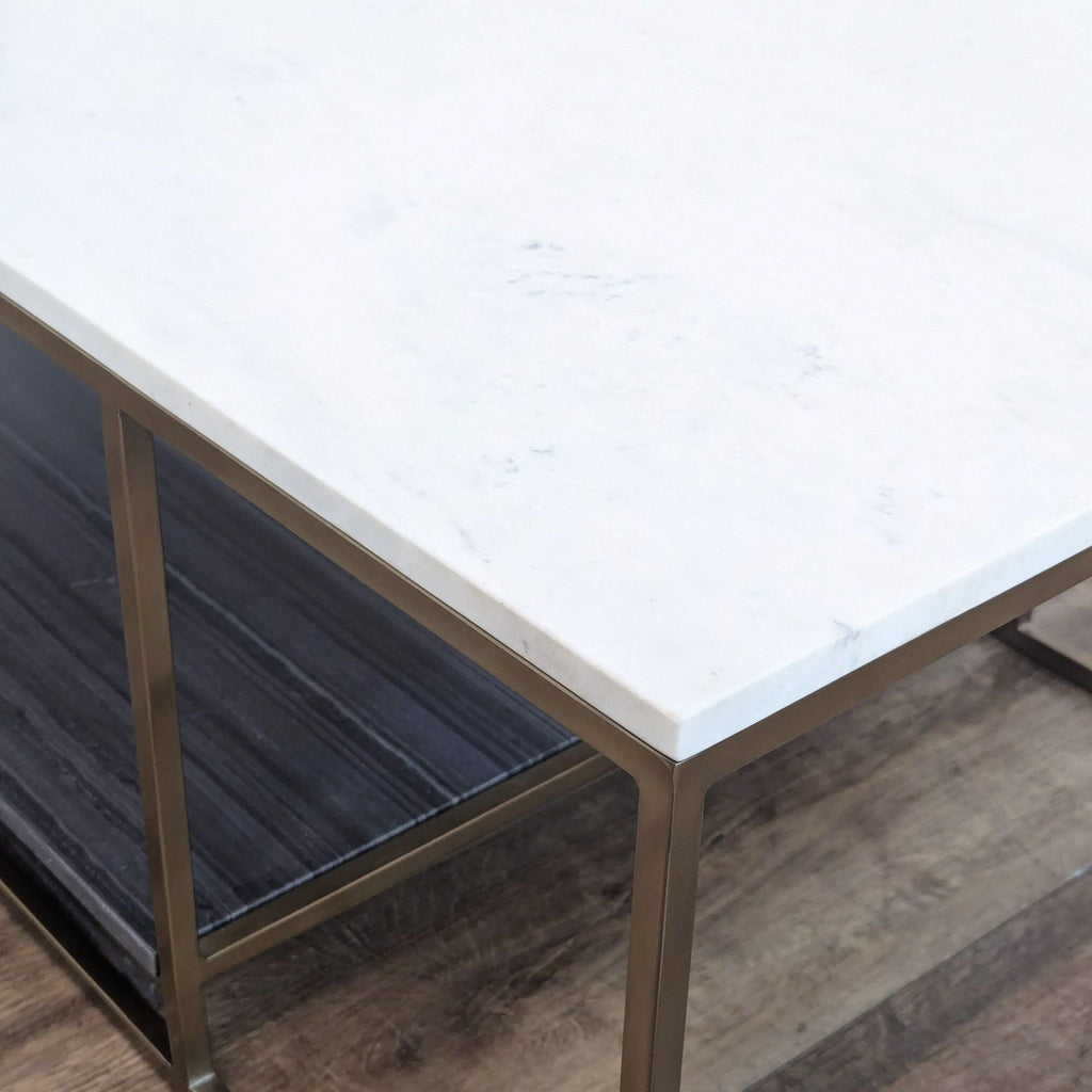 CB2  2 Tone Gray and White Marble Coffee Table