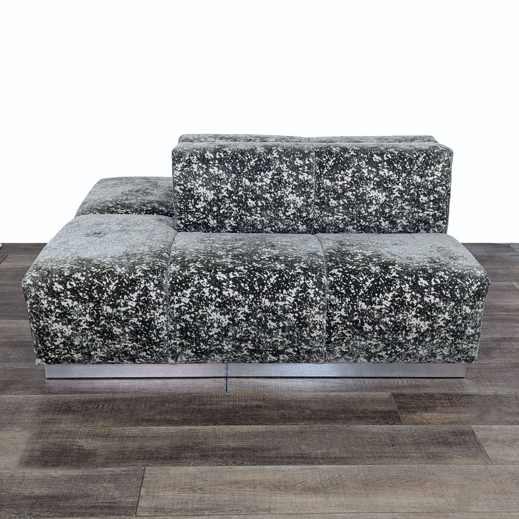 Modern Modular Gray Textured Double Sided Sofa with Chrome Base