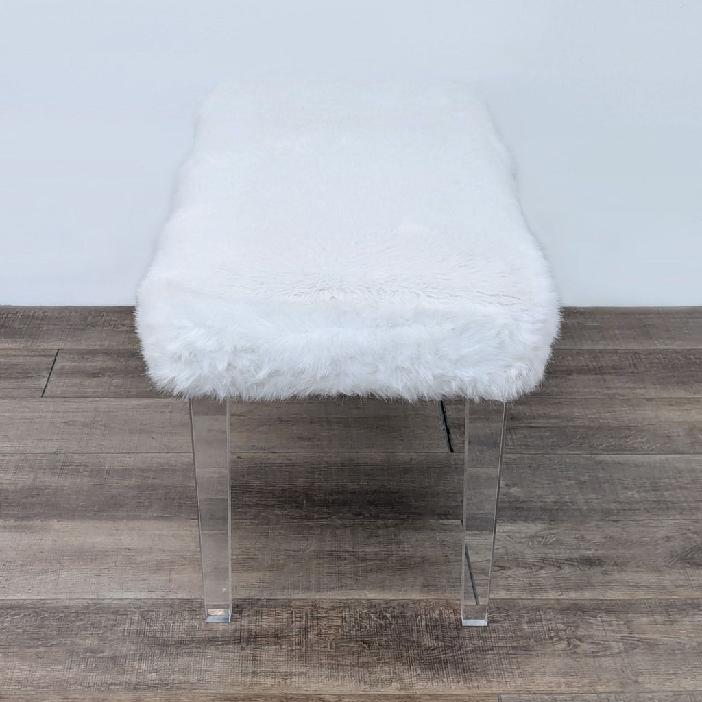 Jennifer Taylor White Faux Fur Bench With Acrylic Legs