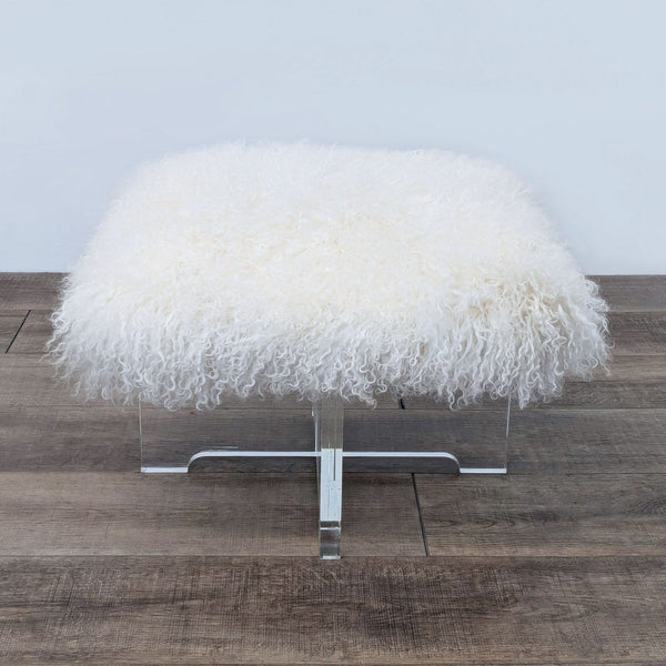 the [ unused0 ] stool with a white fluffy cover