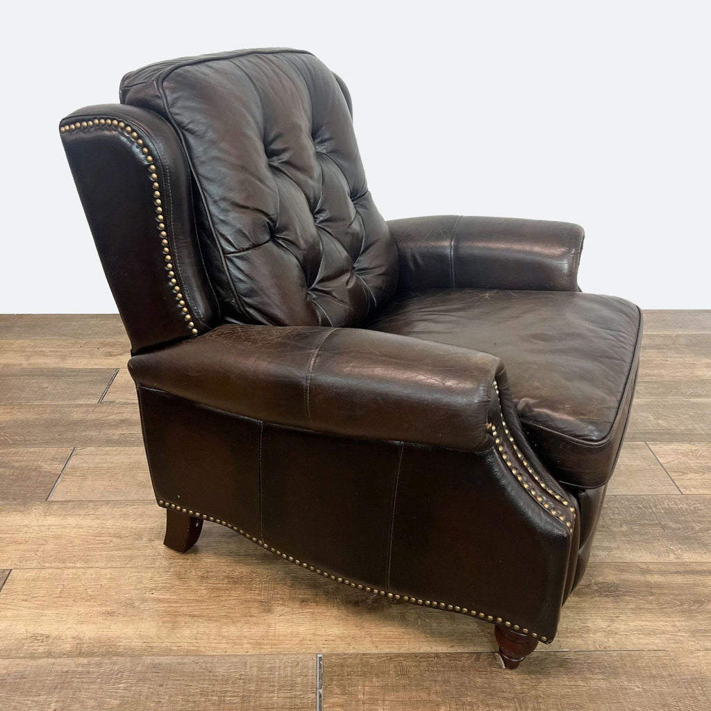 Bassett Brown Leather Tufted Recliner Chair