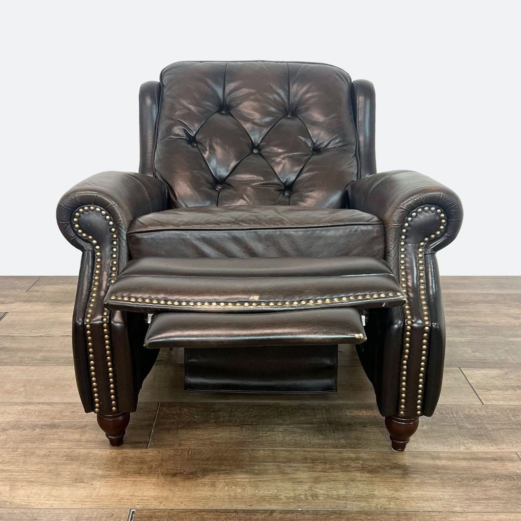 Bassett Brown Leather Tufted Recliner Chair