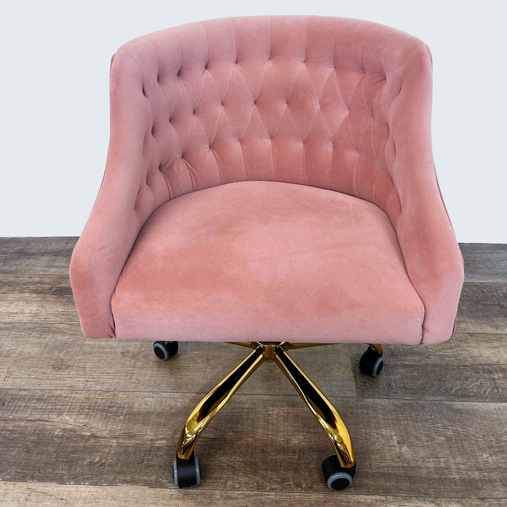 Modern Velvet Tufted Office Chair with Gold Metal Base by HULALA HOME