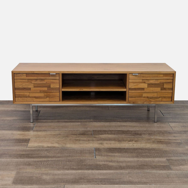 a mid century modern tv console