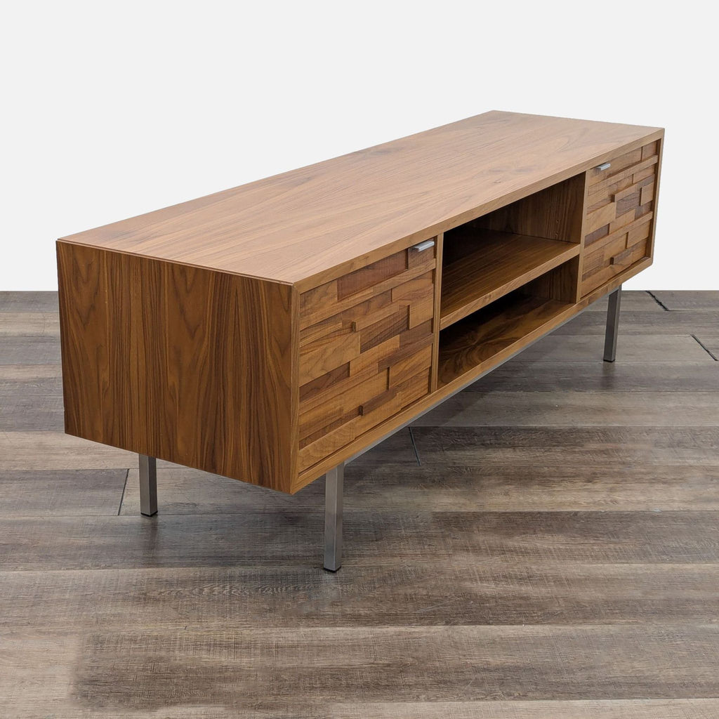 a walnut and walnut sideboard with a single drawer.