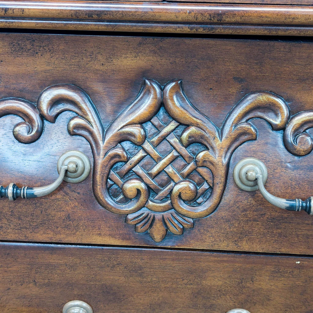 Powell Antique-Style Wooden Dresser with Ornate Carvings