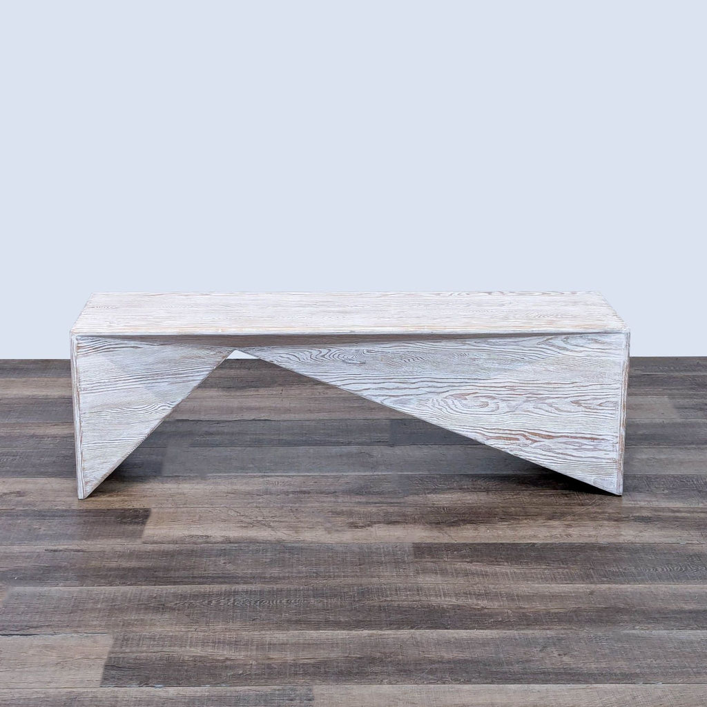 Geometric Shape White Wash Bench Modern Bench