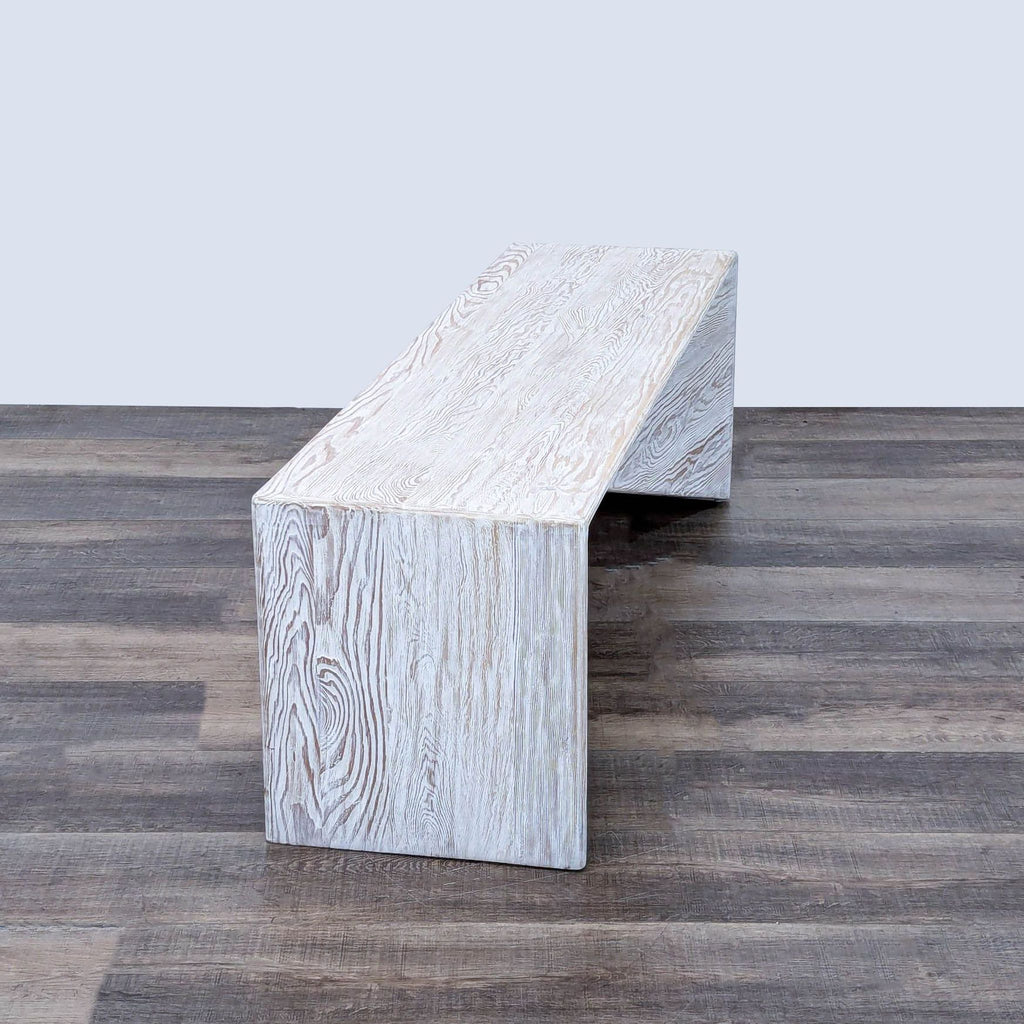 Geometric Shape White Wash Bench Modern Bench