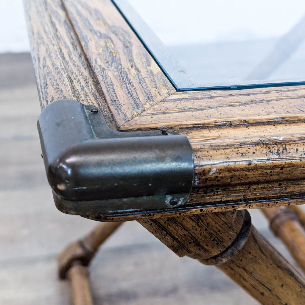 Faux Bamboo End Table with Glass Top