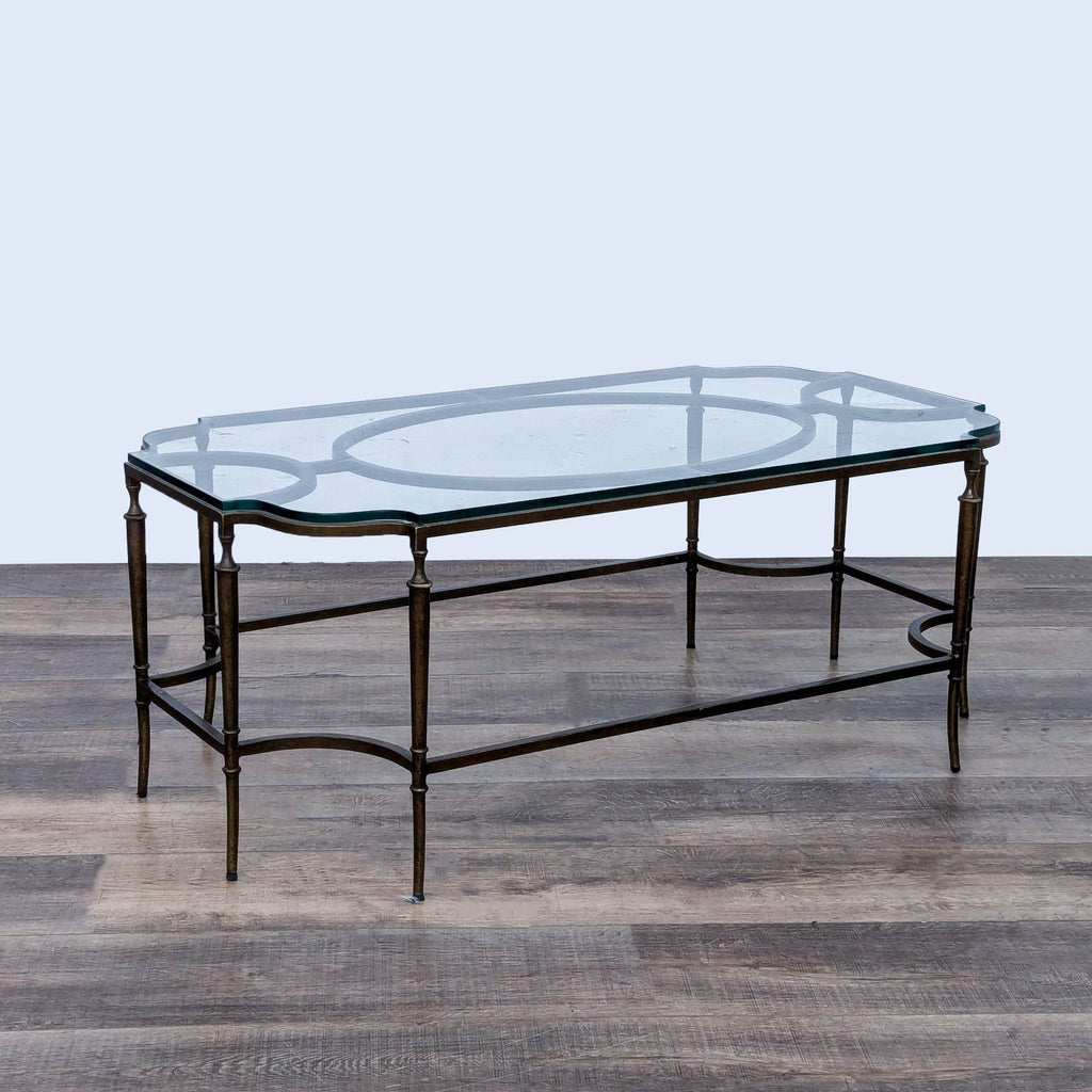 a coffee table with a glass top.