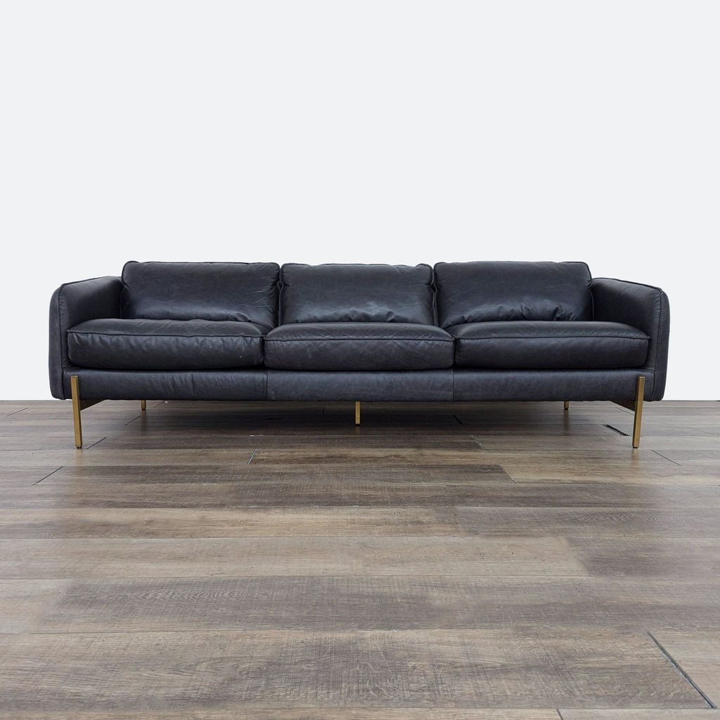 Hoxton Modern Black Leather Sofa by CB2