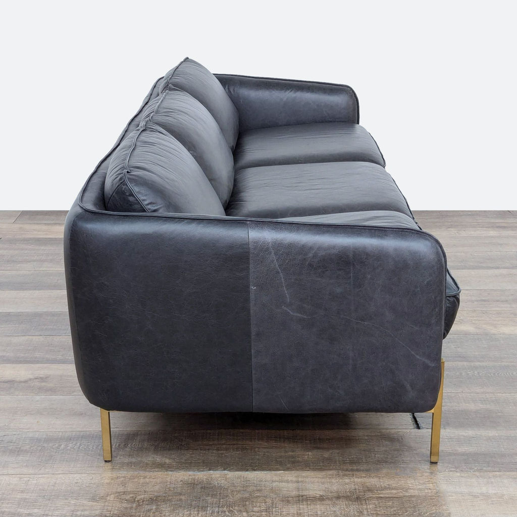 Hoxton Modern Black Leather Sofa by CB2