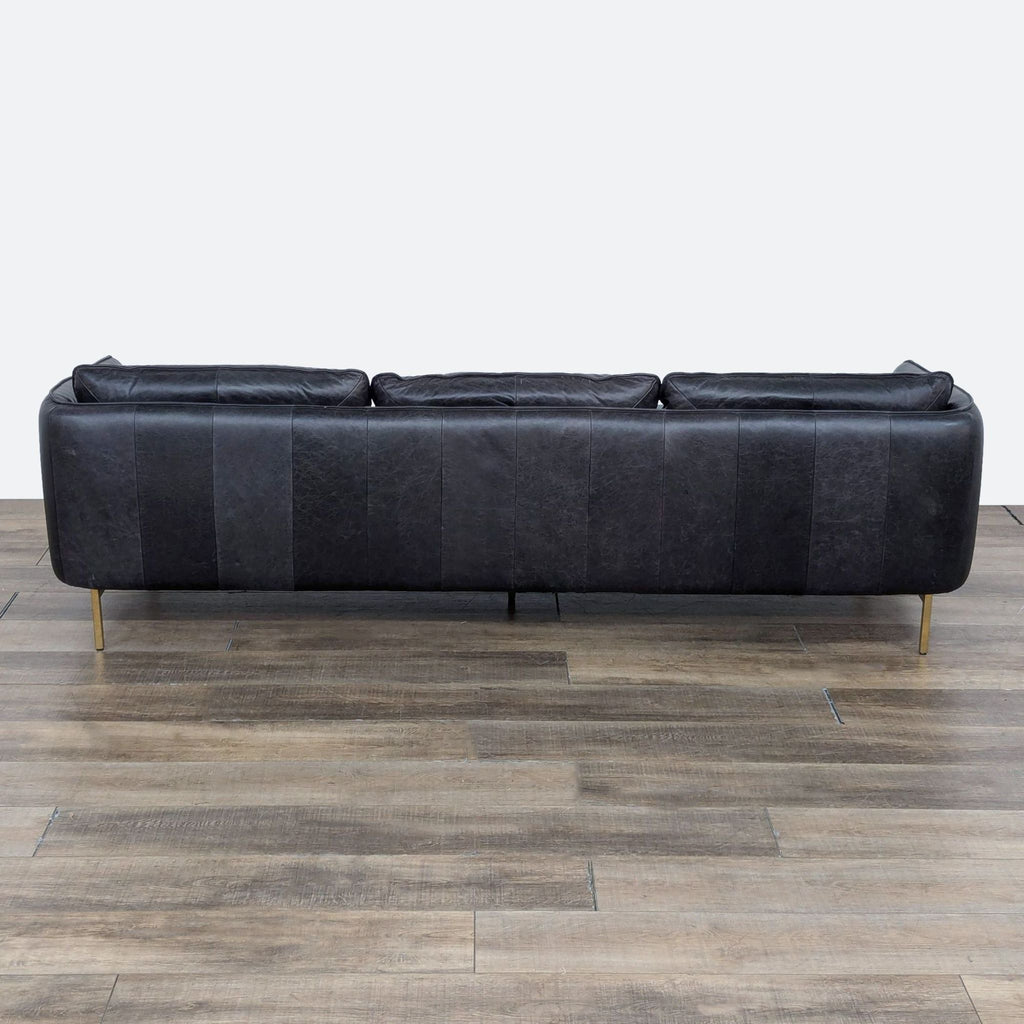 Hoxton Modern Black Leather Sofa by CB2