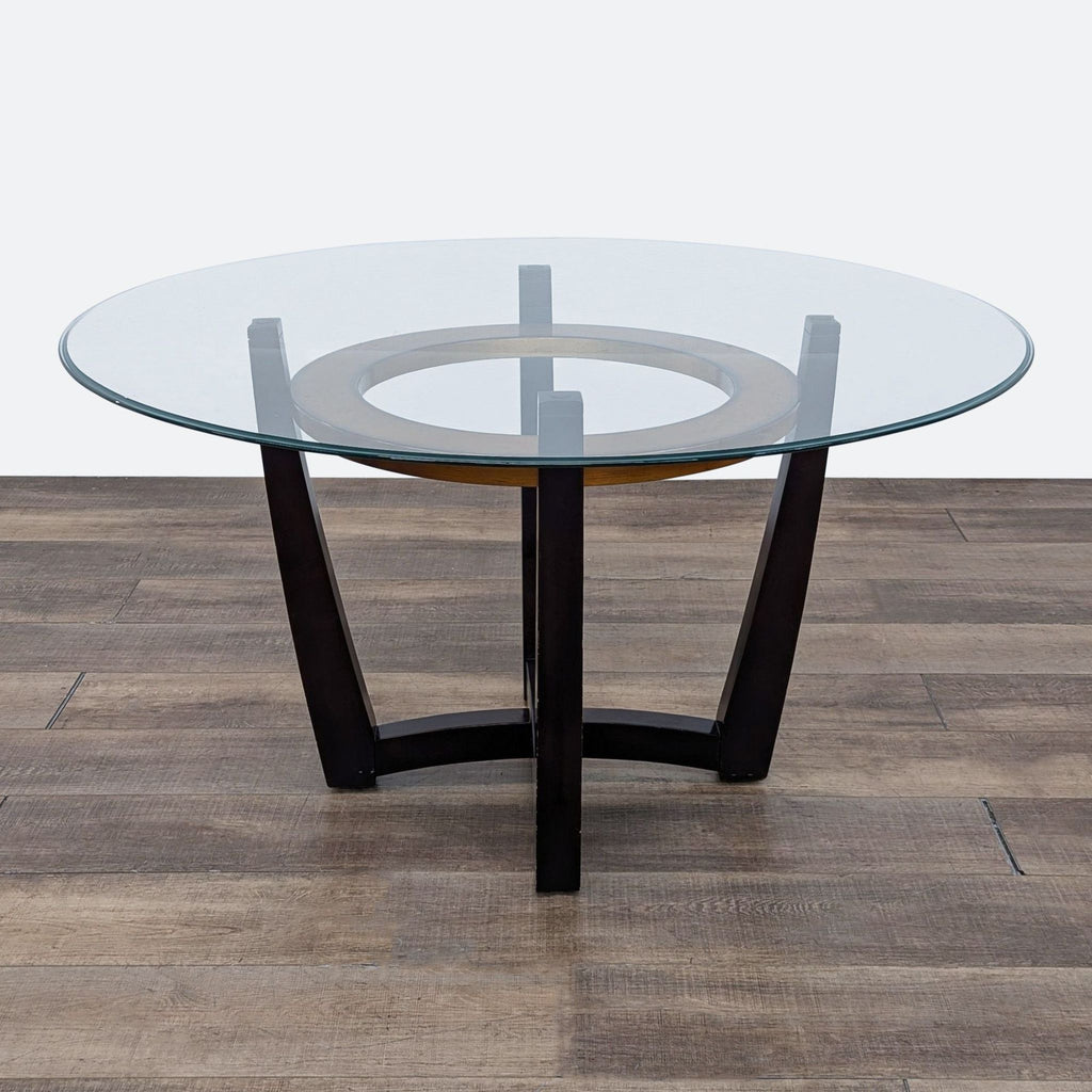 Contemporary Round Glass Top Dining Table