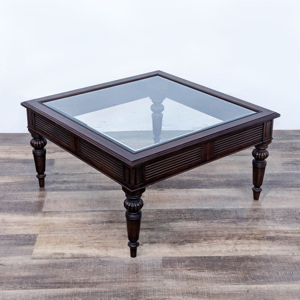 Glass Top Coffee Table with Turned Legs