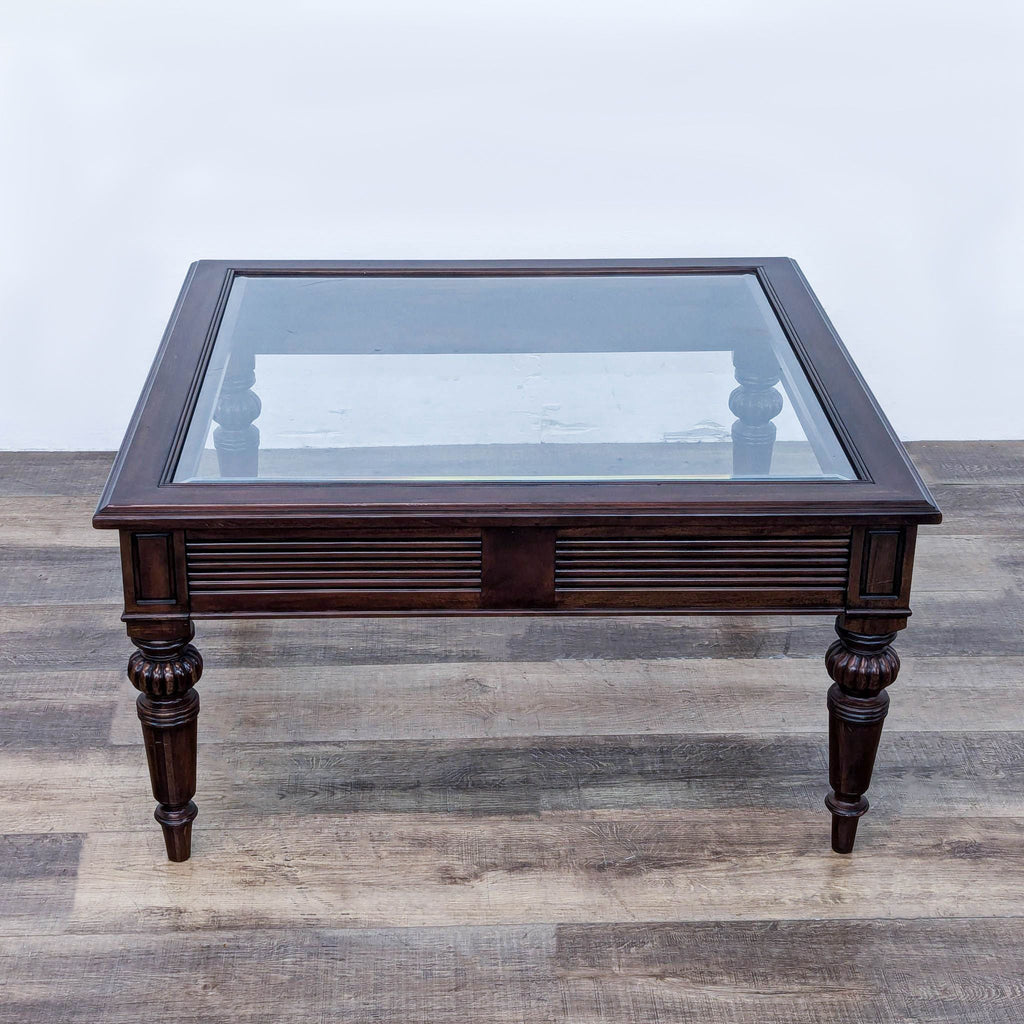 Glass Top Coffee Table with Turned Legs