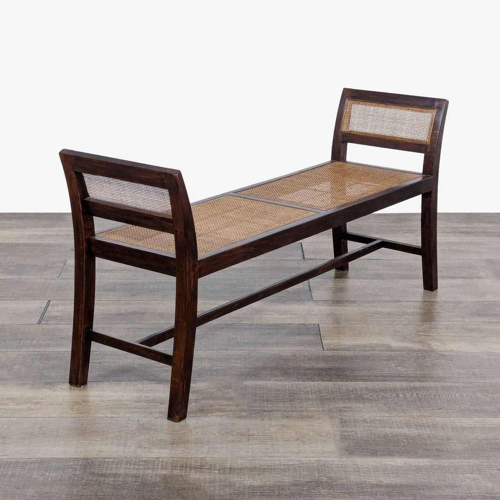a pair of chinese teak and bamboo chairs