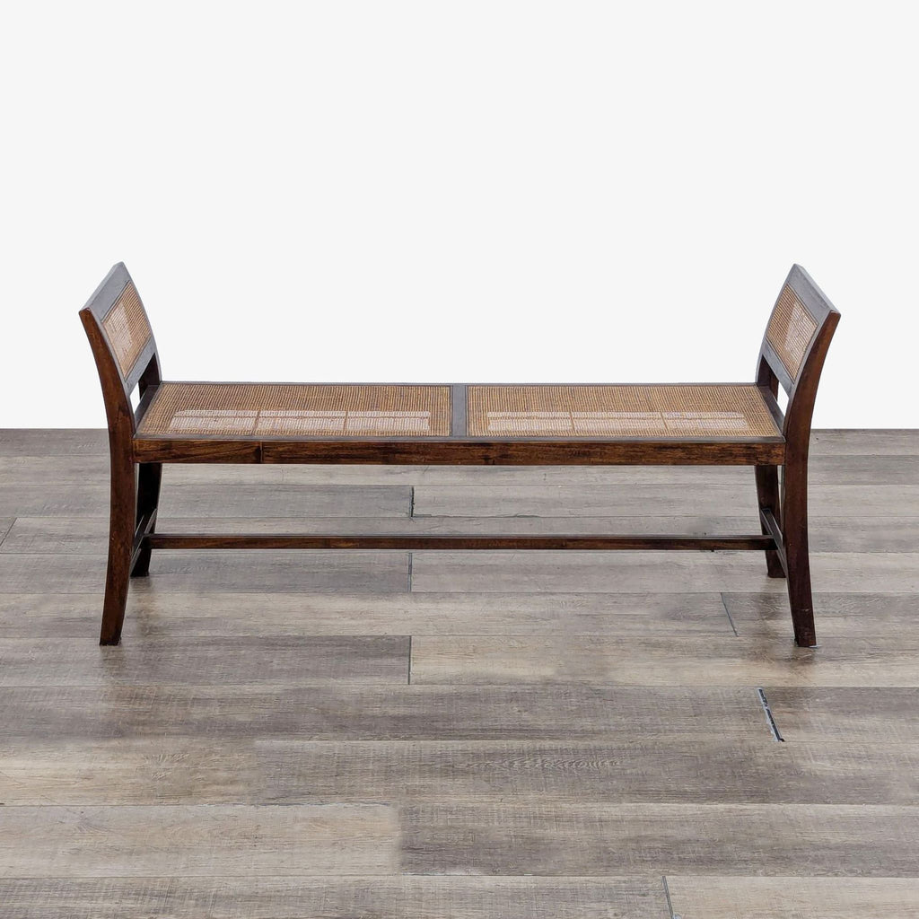 a pair of wooden benches