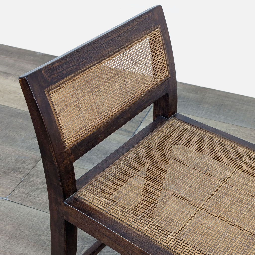 Crate & Barrel Wood Bench With Cane Seat And Details