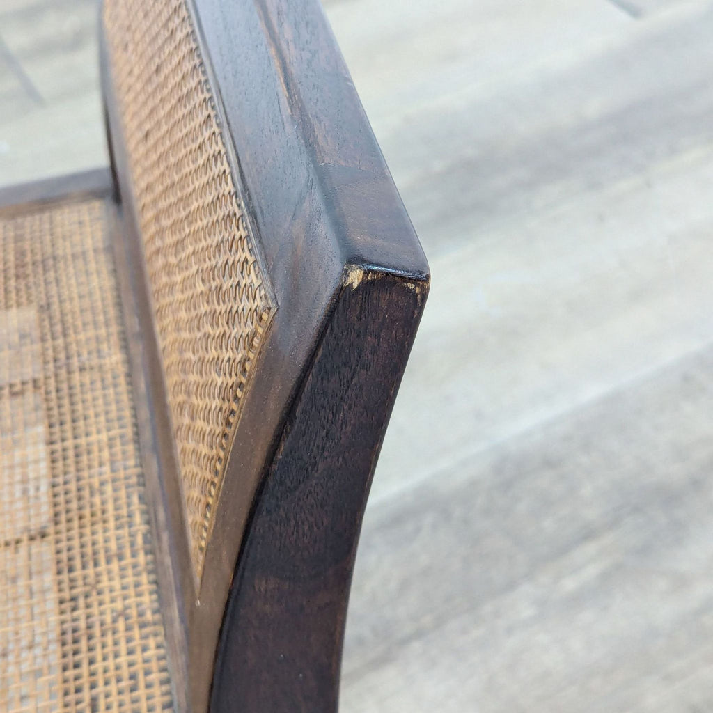 Crate & Barrel Wood Bench With Cane Seat And Details