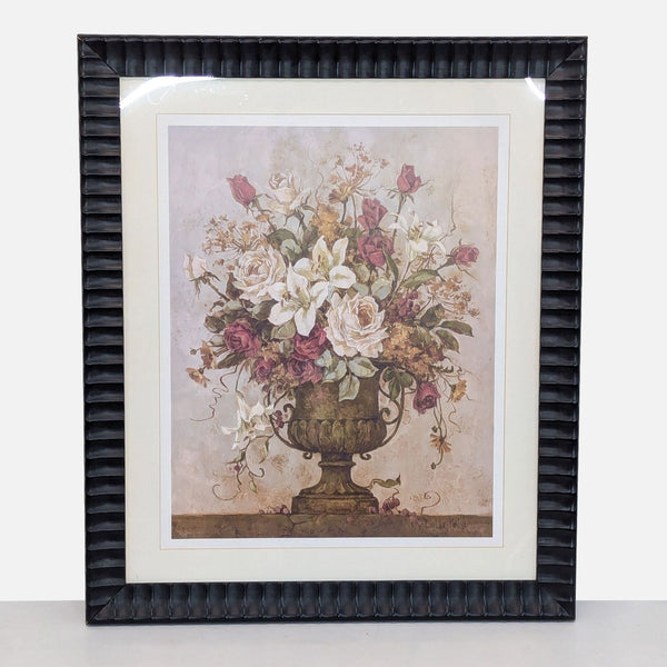 framed art print of a vase of flowers