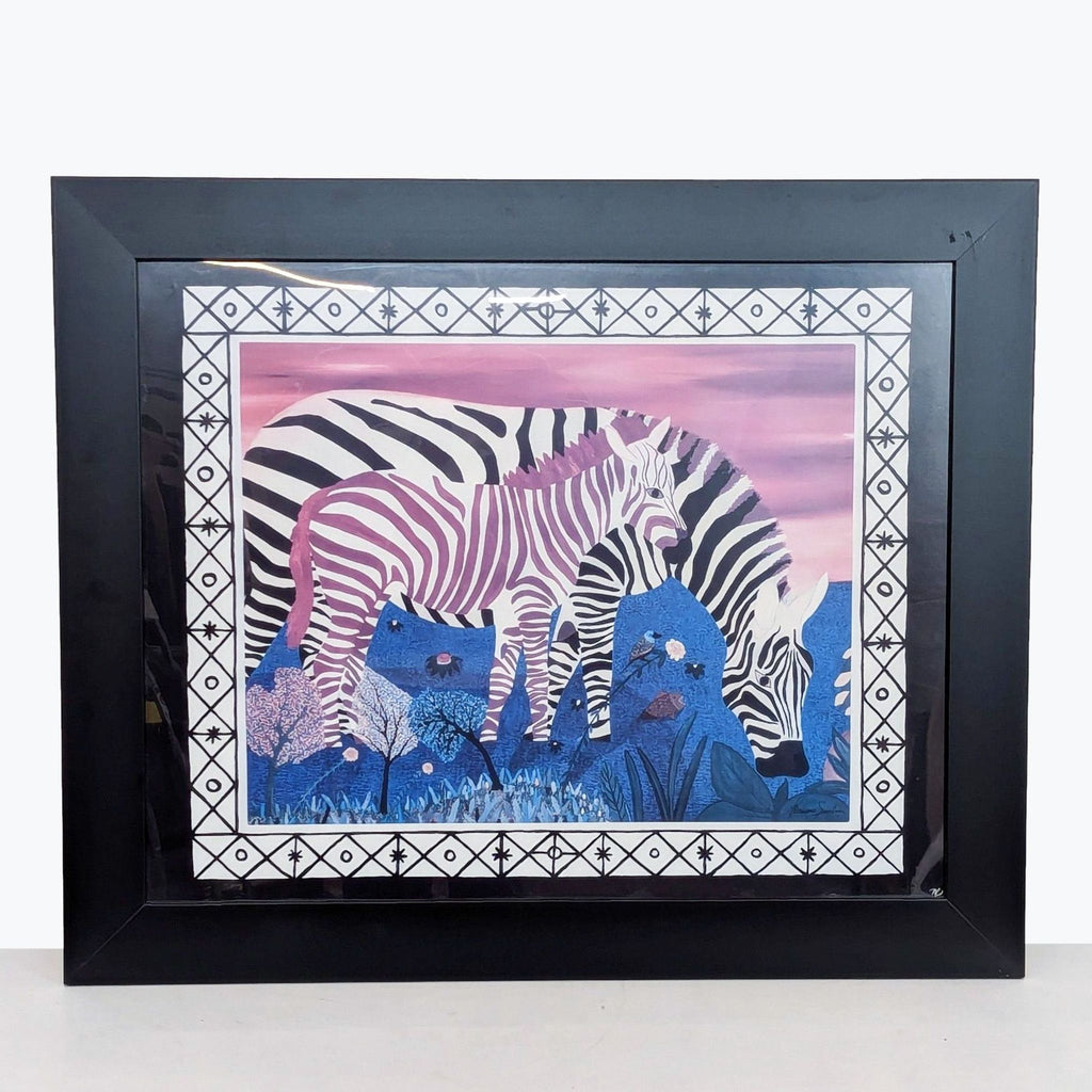 a painting of a zebra and a group of other animals