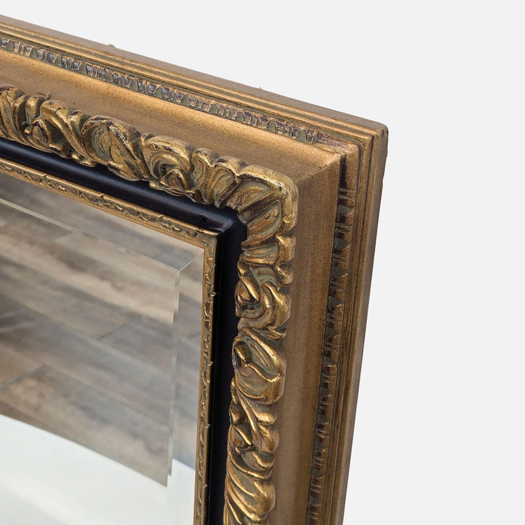 antique french gilt bronze mirror with a black frame for sale - image 3 of 13