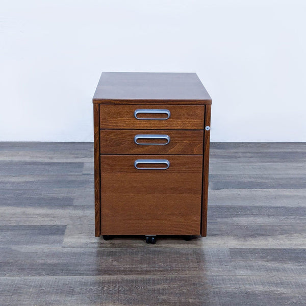 the [ unused0 ] desk in walnut with metal handles