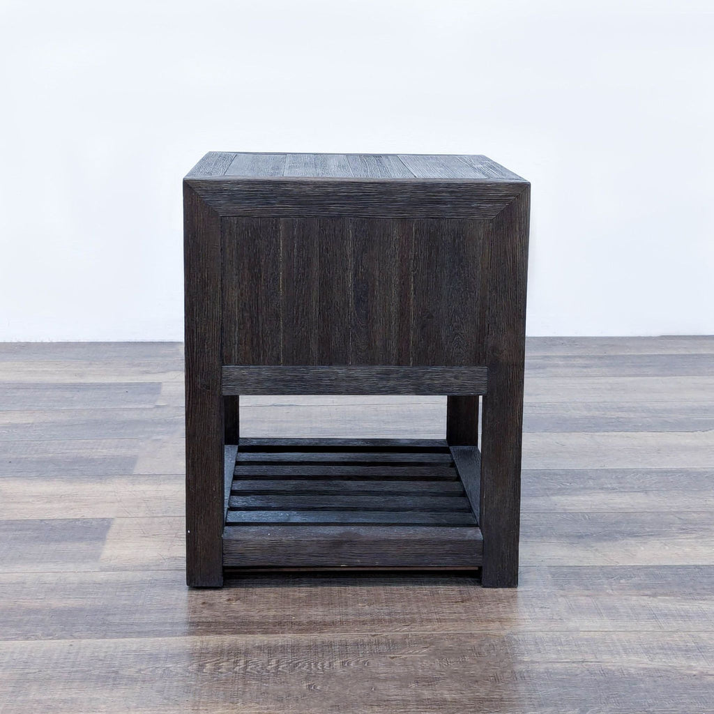 One Drawer Wood Nightstand with Slatted Shelf