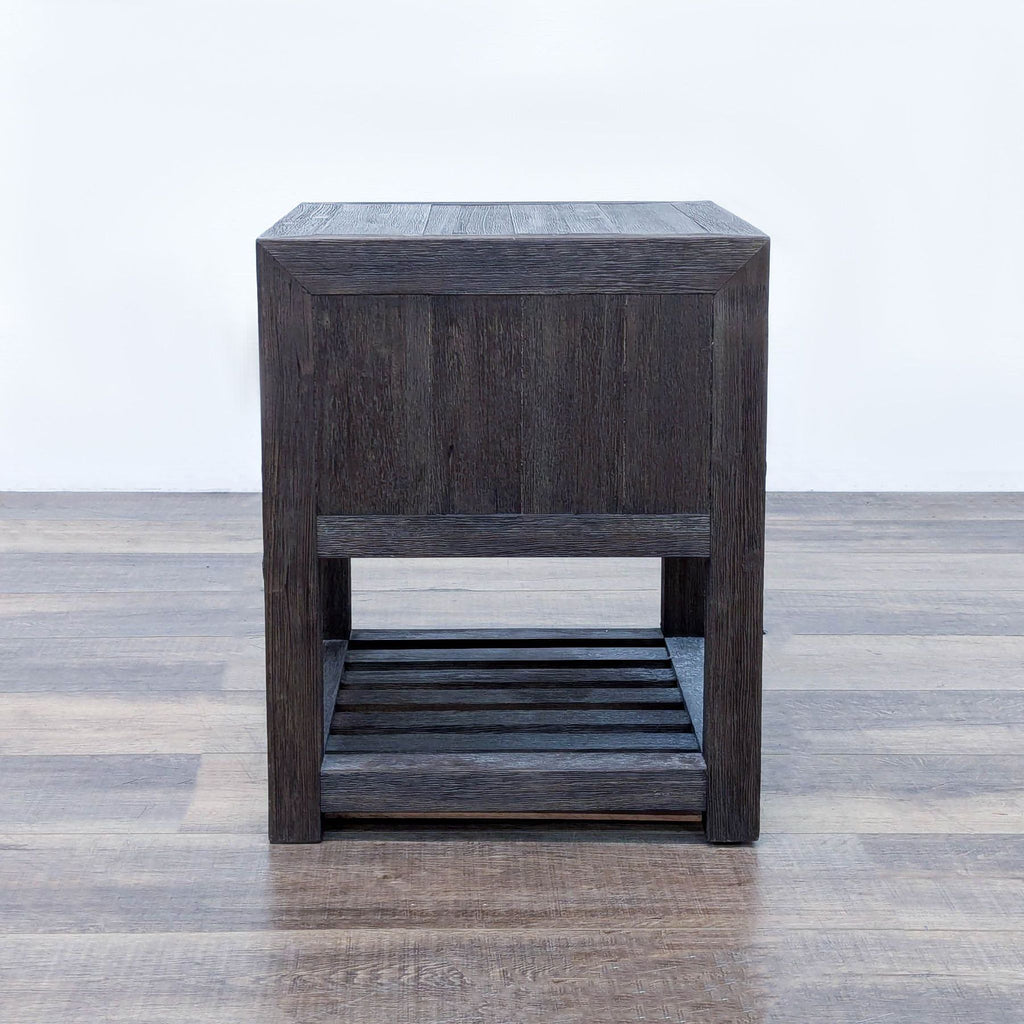 One Drawer Wood Nightstand with Slatted Shelf