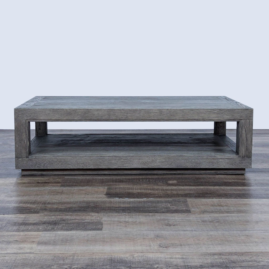 the coffee table is made from a concrete slab.