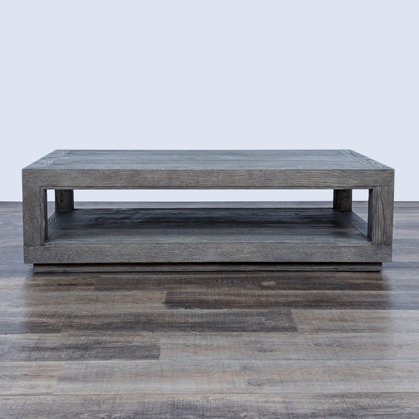 the coffee table is made from a concrete slab.