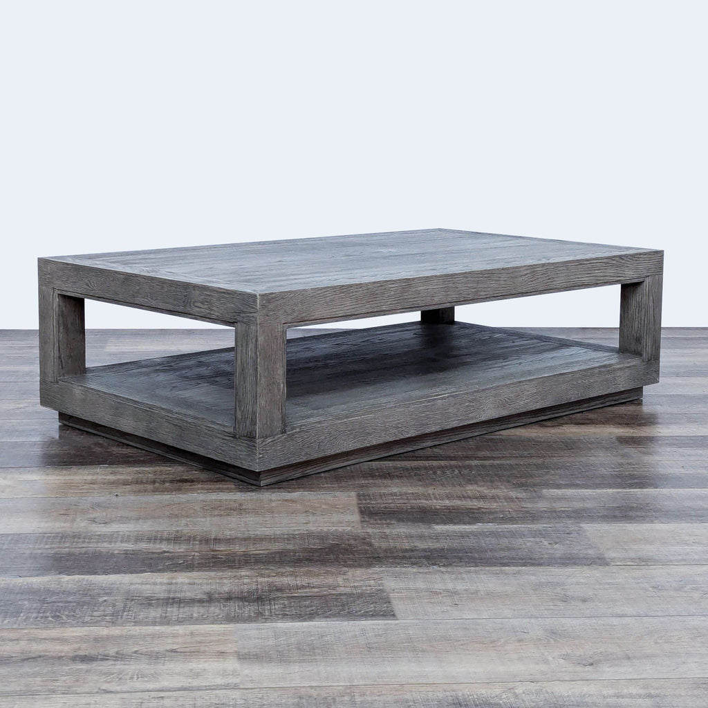 the coffee table is made from reclaimed wood.