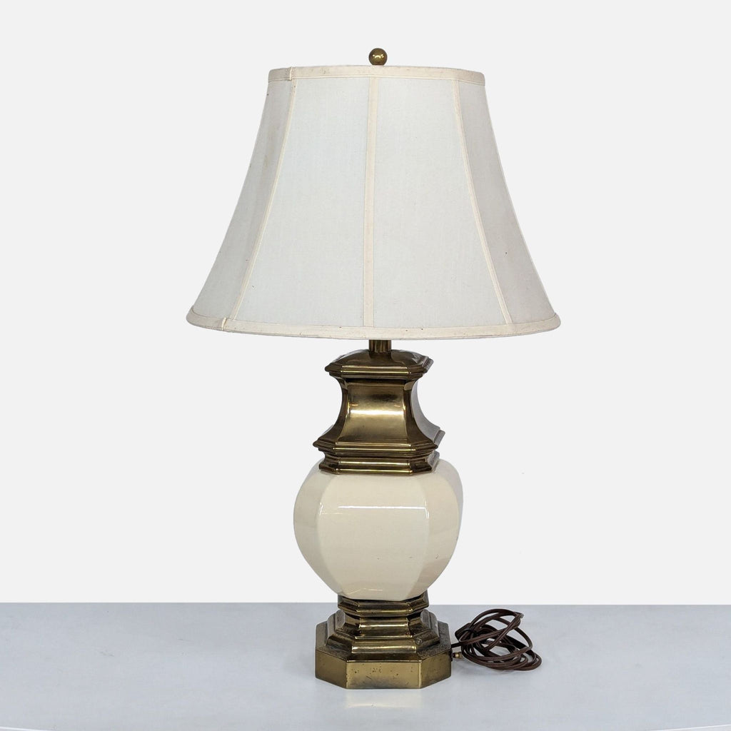 Vintage Stiffel Brass and Porcelain Table Lamp