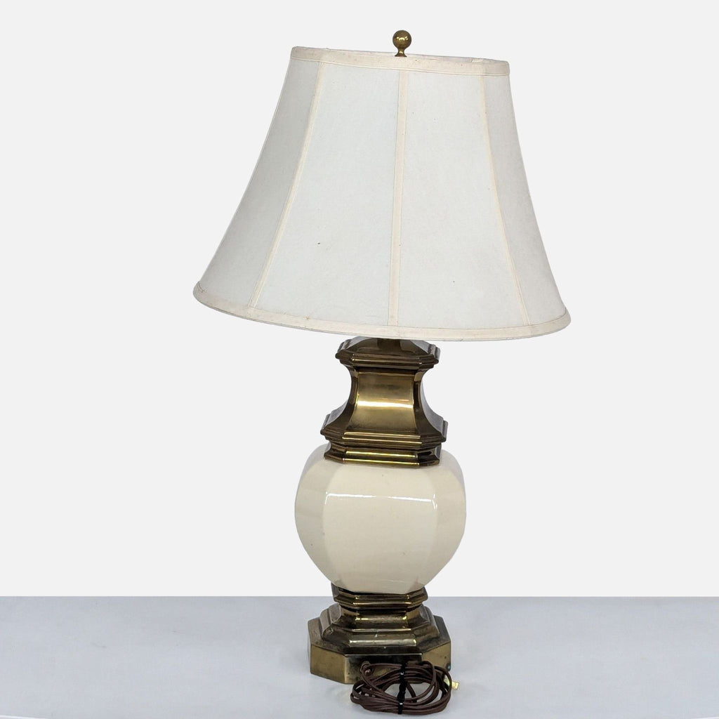 Vintage Stiffel Brass and Porcelain Table Lamp