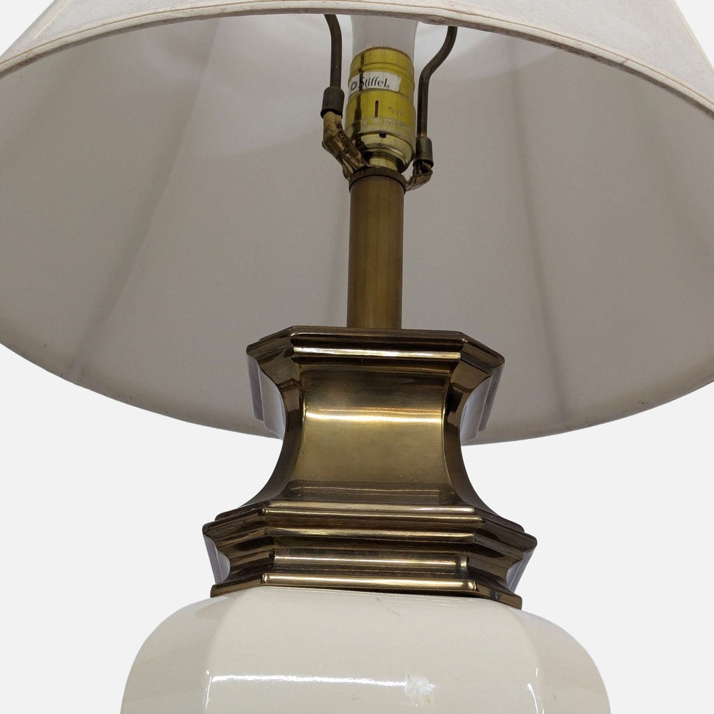 Vintage Stiffel Brass and Porcelain Table Lamp