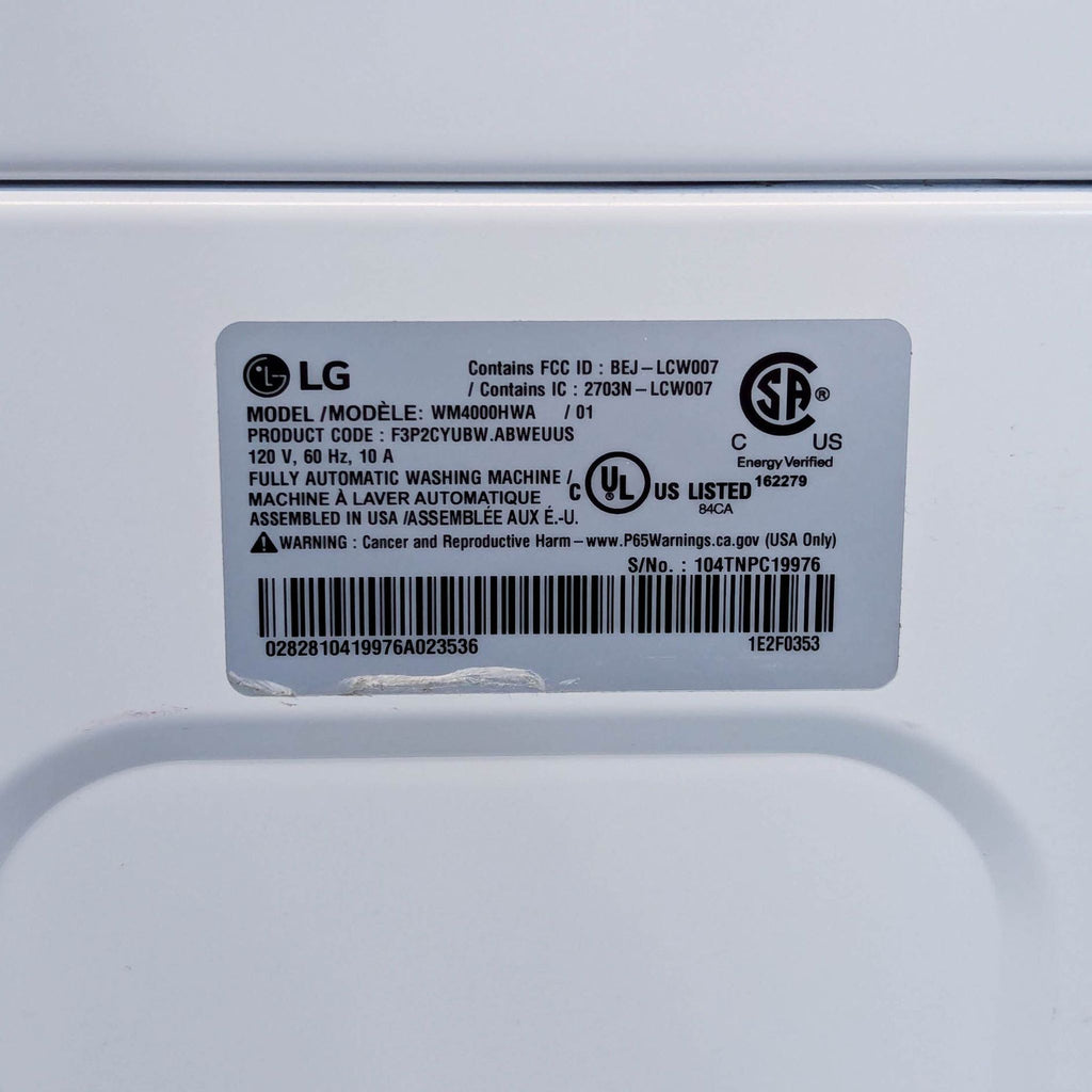 LG Ultra Large Capacity Front Load Washer in White