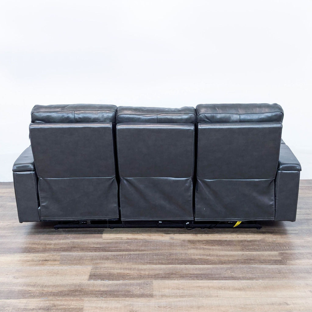 3-Seat Reclining Leather Sofa with Cupholders