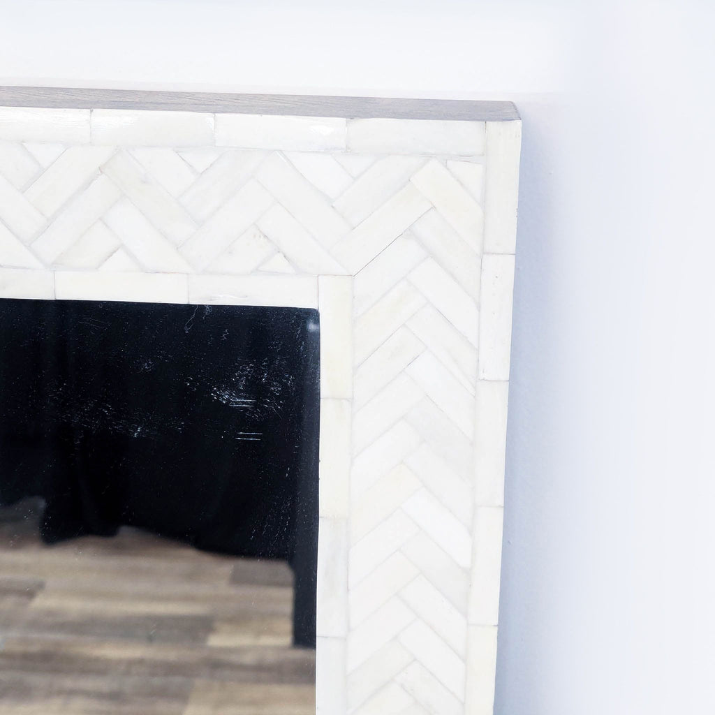 Chevron Bone Inlay Full Length Mirror