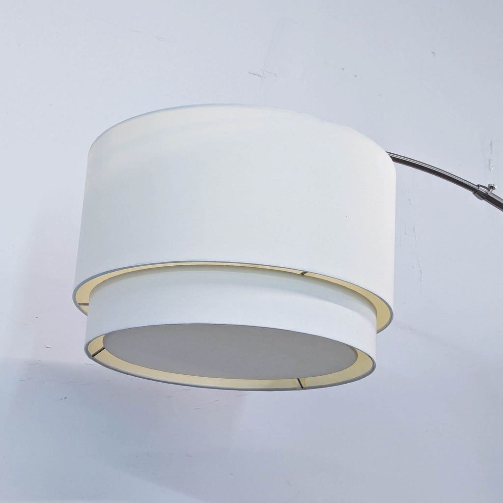 Arc Floor Lamp with Marble Base and Double Drum Shade