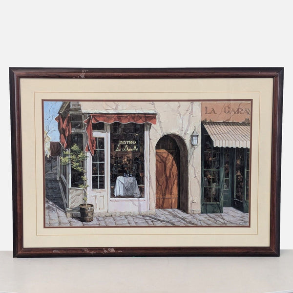 framed oil painting of a shop window