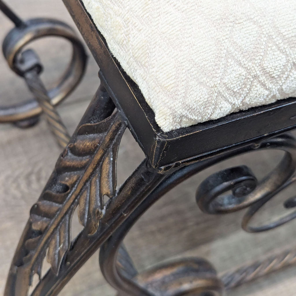 Ornate Metal Bench With Padded Seat