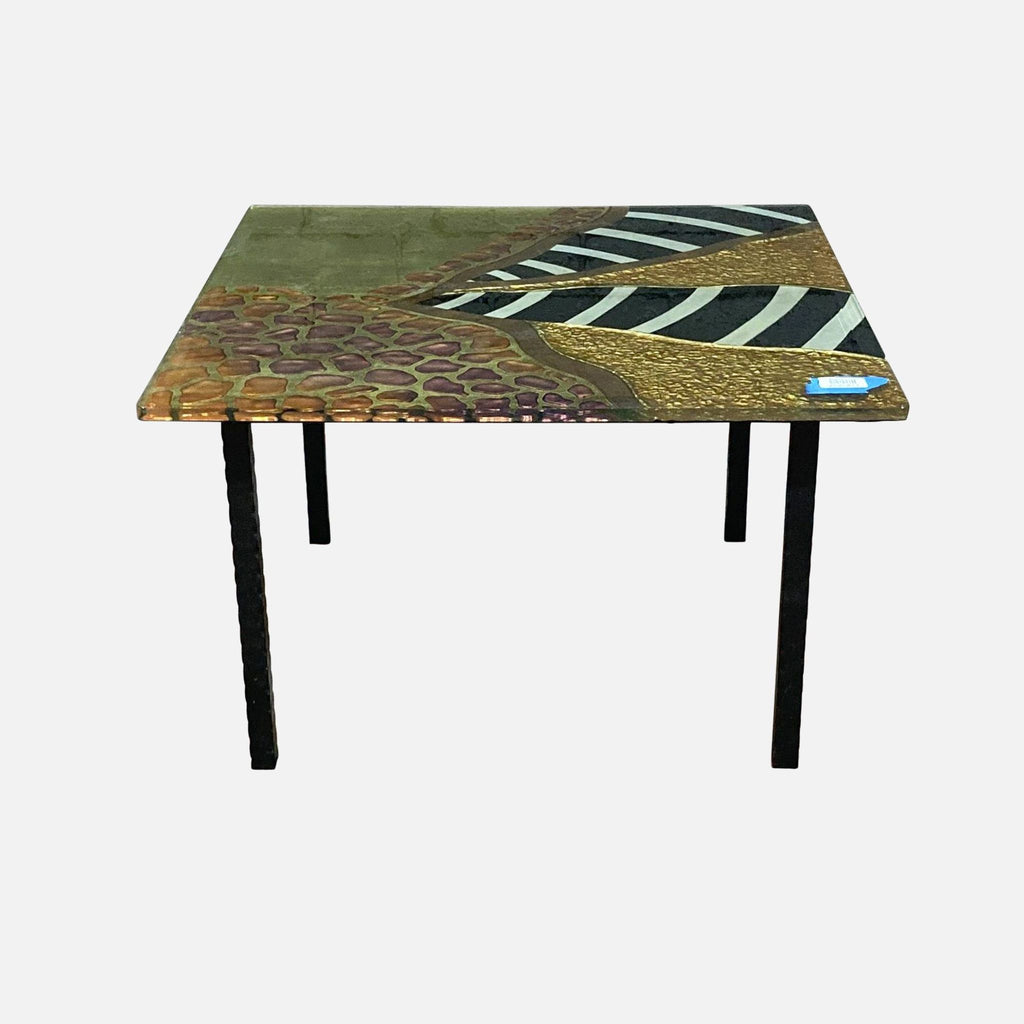 a table with a painting on it