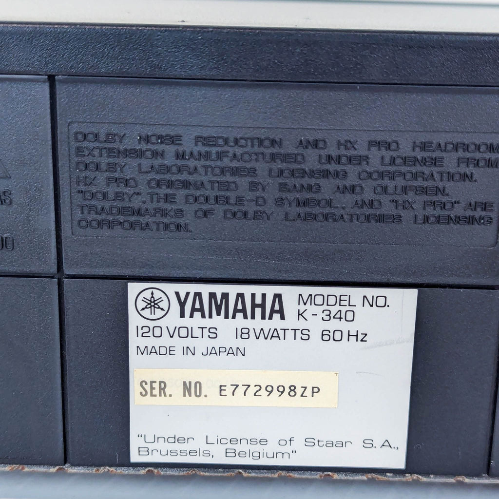 Yamaha K-340 Natural Sound Stereo Cassette Deck