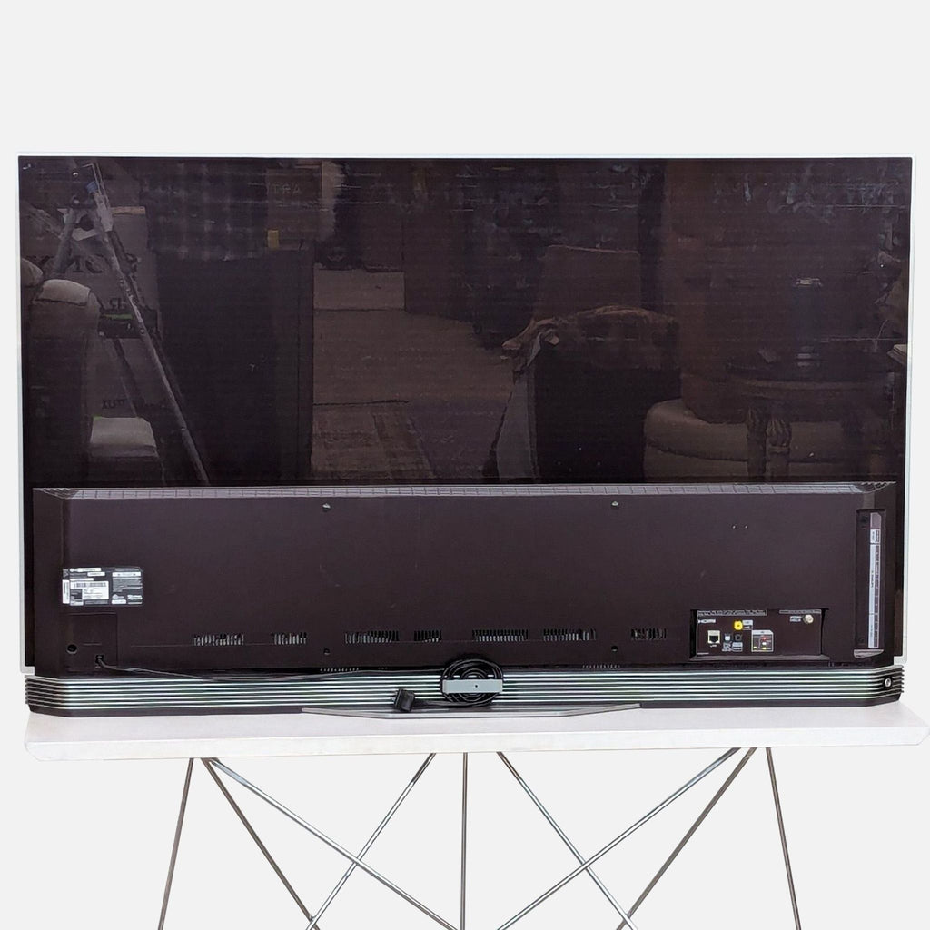 a television set with a black screen.