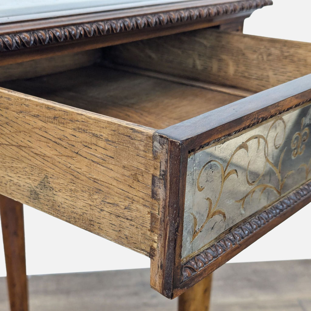 Wood and Mirror Three Drawer Console Table