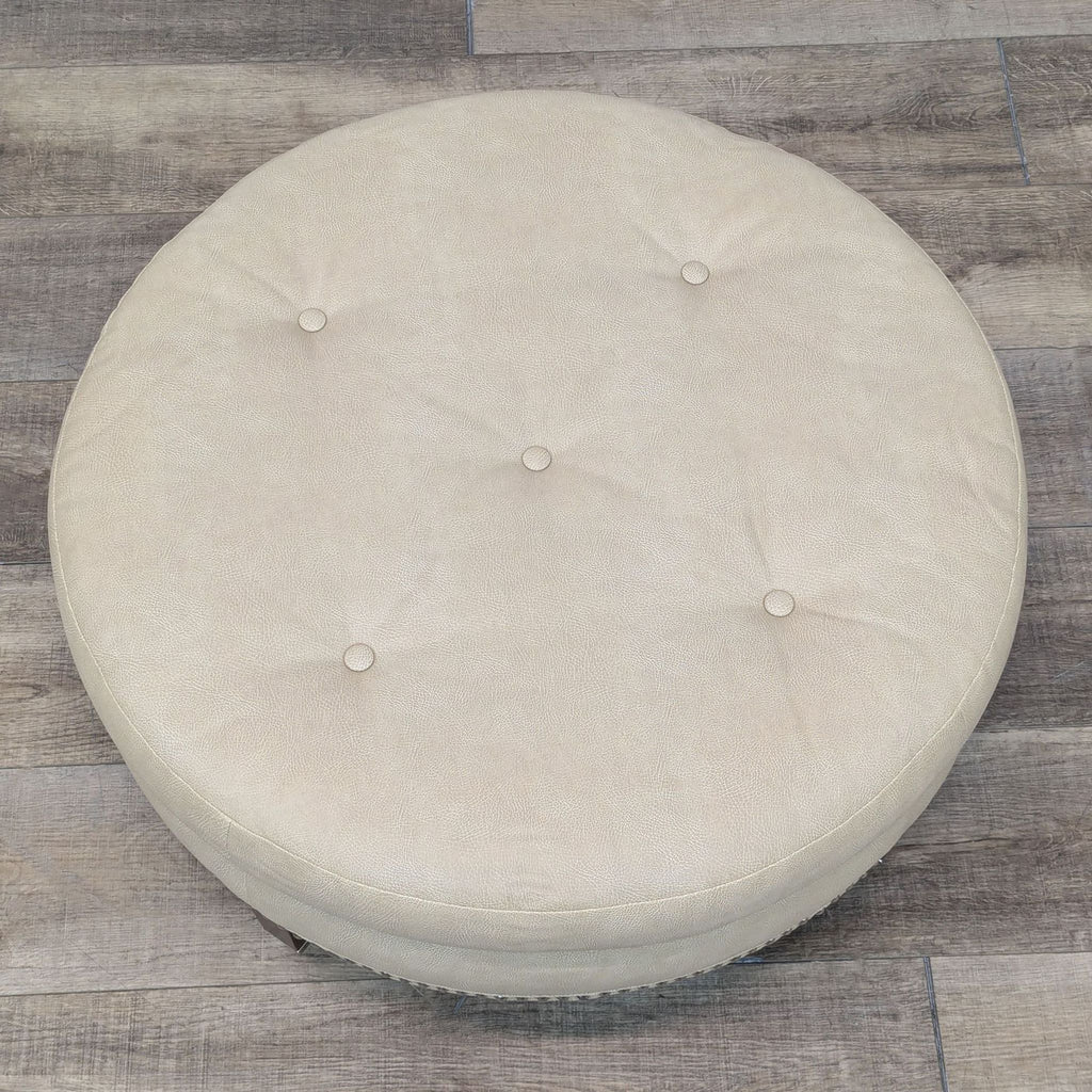 Contemporary Round Leather Ottoman / Coffee Table