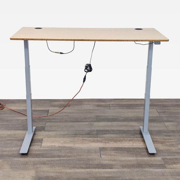 a desk with a wire attached to it.