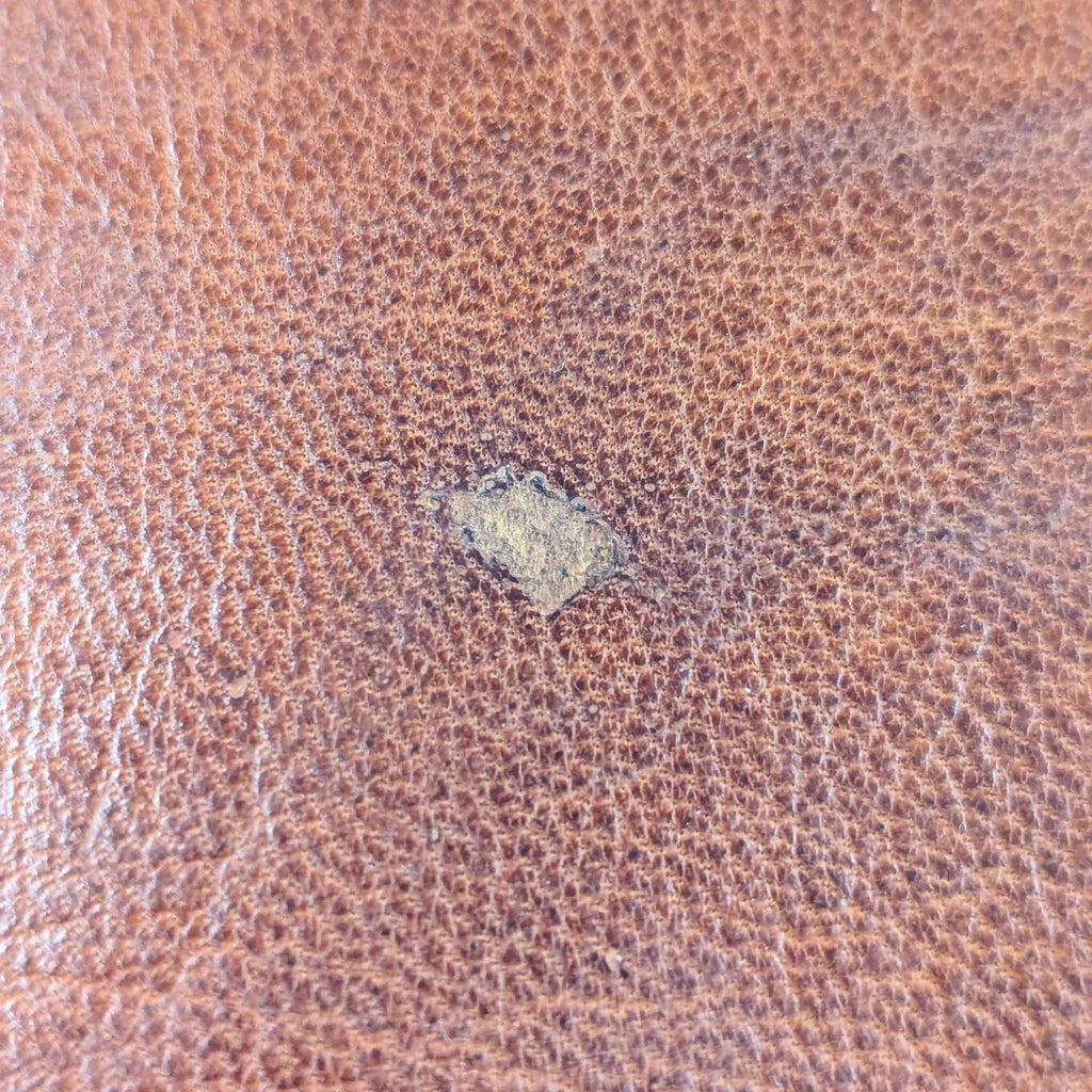 Rustic Brown Leather Pouf Ottoman